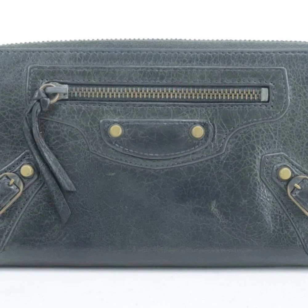 Balenciaga Black Leather Arena Classic Long Wallet